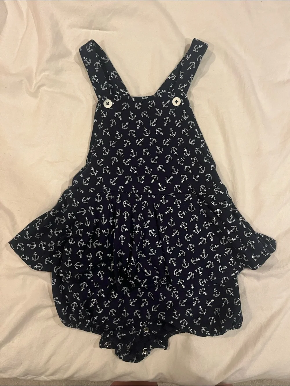 Ralph Lauren Navy and White Anchor Print Romper 9m